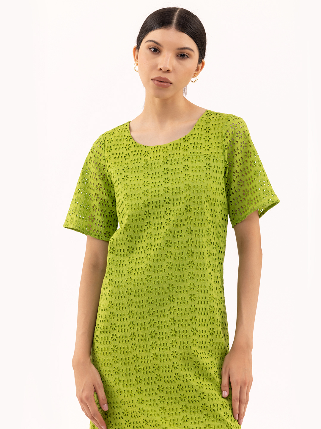 Green As Grass Schiffli Midi Dress -3